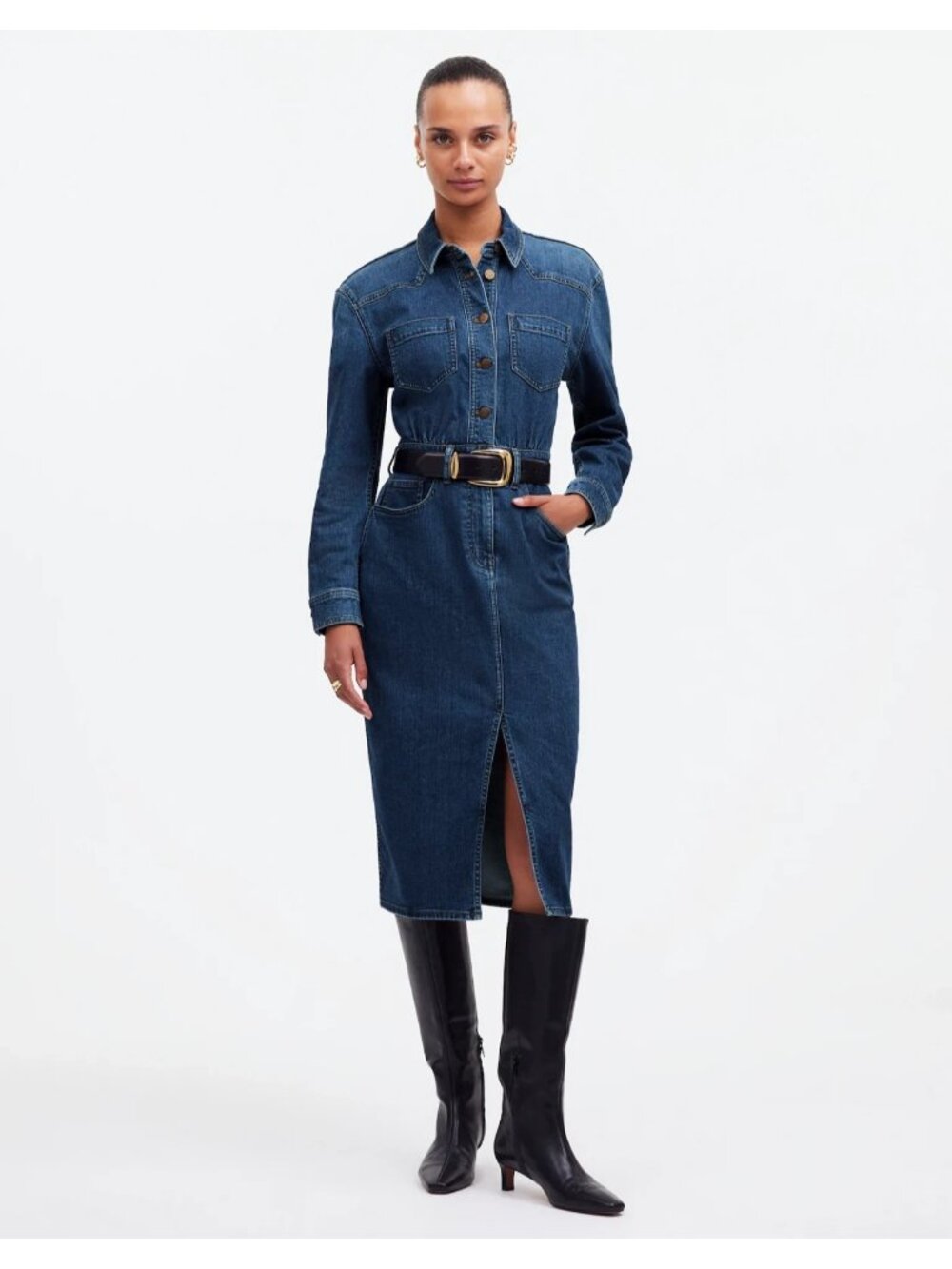 NWT Madewell Denim Western Midi Shirtdress in Laselle Wash Shirt Dress 4